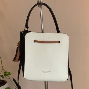 kate spade White and Black Crossbody Bag with Brown Accent
